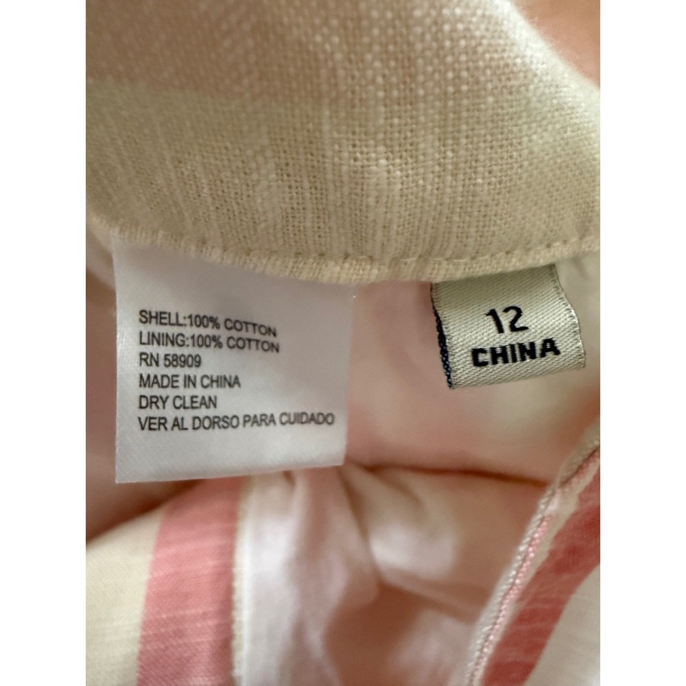 Cremieux Striped Wide Leg Crop Pants Womens 12 Pink Yellow Cotton Culottes - Picture 4 of 4